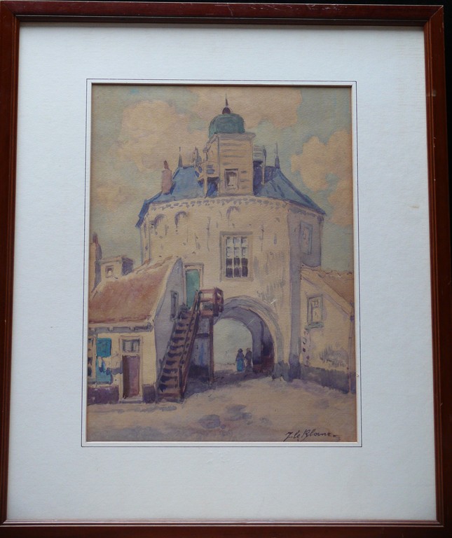 Adriaan Terhell onder pseudoniem J. Le Blanc: Aquarel, De Vischpoort kopen? Bied vanaf 45!