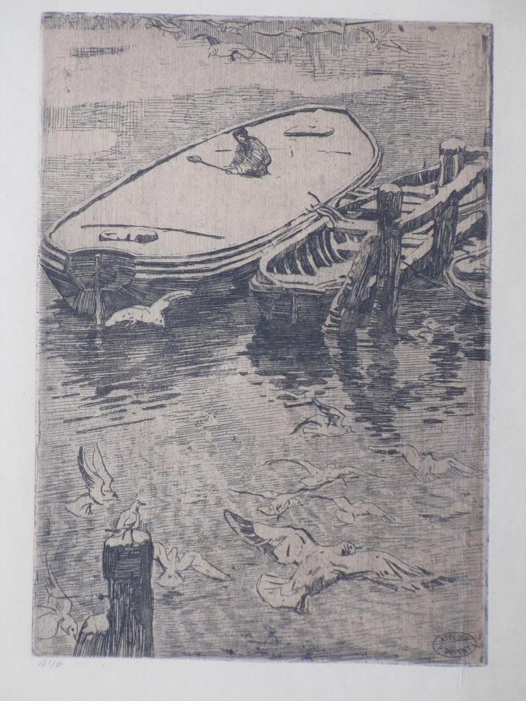 Pieter Dupont, Schuiten in de Winter, Ets op zink verkocht voor € 50!