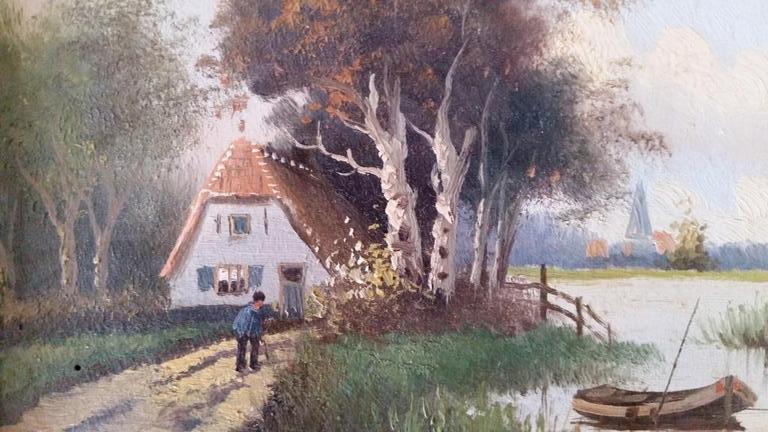 Adrianus Beekmans (Ad)-olieverf op paneel-Rivierlandschap kopen? Bied vanaf 1!