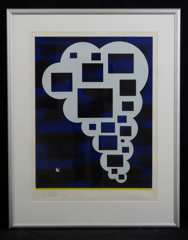 Han Schuil: Zeefdruk, Zonder titel - Ingelijst verkocht voor € 40!