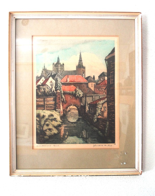 Hendrik de Laat 1900-1980  Den Bosch.  Kleuren ets. vendu pour 40€ !