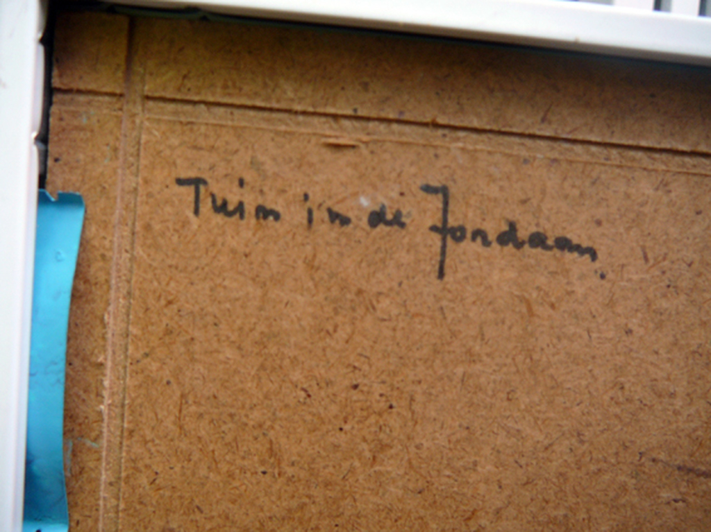 'Tuin in de Jordaan' -aquarel, gelijst- kopen? Bied vanaf 35!