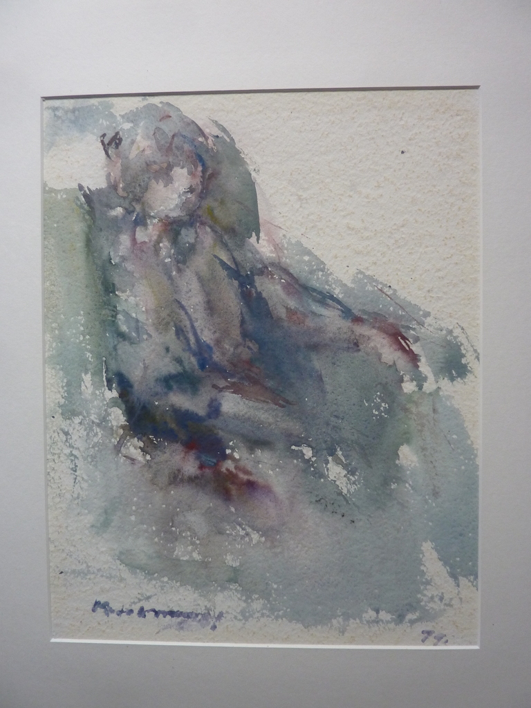 KEES VERWEY Aqaurel - Portret Jeanne Verwey-Tilbusscher 1979 verkocht voor € 500!