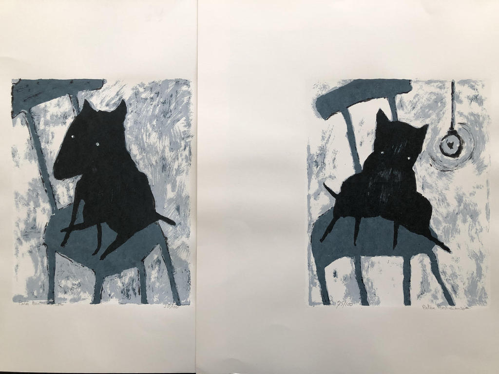 Peter Bastiaanssen - Lot van 2 zeefdrukken black dog verkocht voor € 79!
