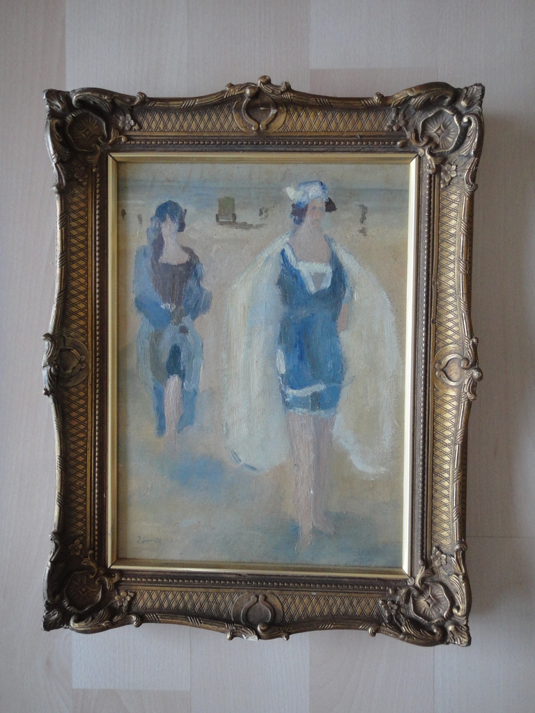 Sorella, olieverf op paneel, dames aan het strand kopen? Bied vanaf 250!