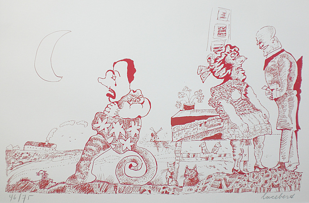 Lucebert - Buhnescreens, zeefdruk (mooi ingelijst) verkocht voor € 175!