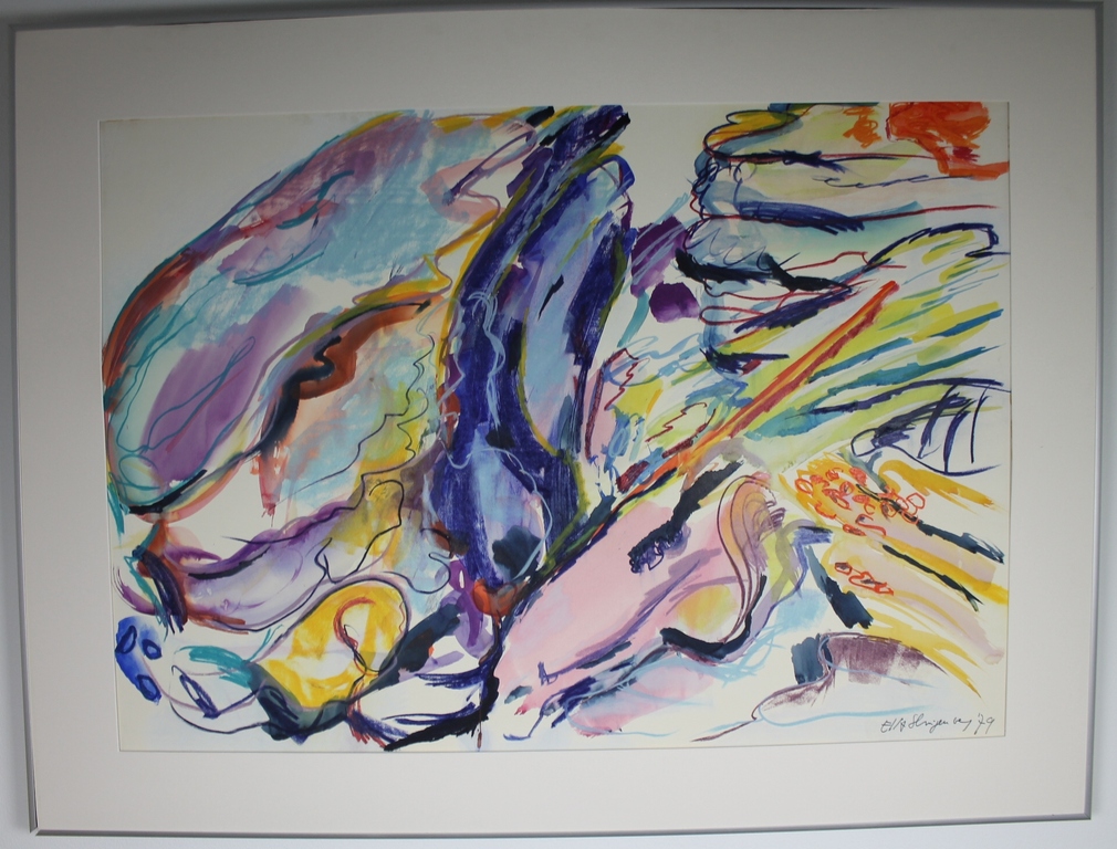 Elly Slingenberg Abstract- Acryl op papier, gesigneerd 1979 kopen? Bied vanaf 30!