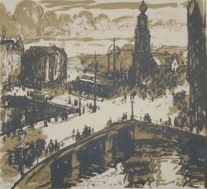 Wilhelm Wagner - Wilhelm Wagner: Lithografie. Amsterdams stadsgezicht, 1921, Oplage 100 ex. kopen? Bied vanaf 30!