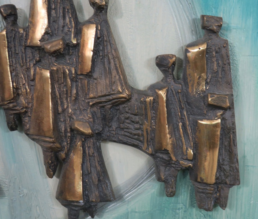 Judith Braun: Brons relief op beschilderde paneel, Figuren - Ingelijst kopen? Bied vanaf 100!