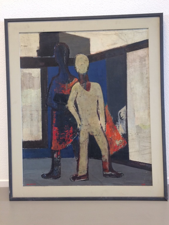 Jan Kagie, schilderij, twee personen verkocht voor € 150!