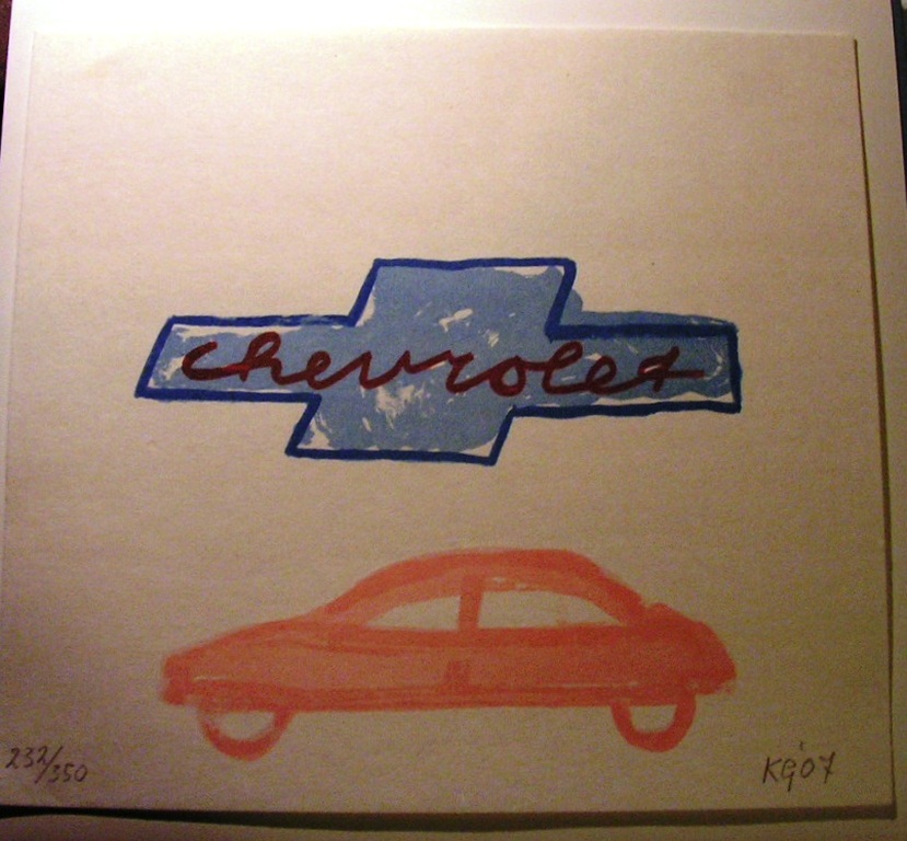 Klaas Gubbels  - lithografie  -  'Chevrolet'  verkocht voor € 45!