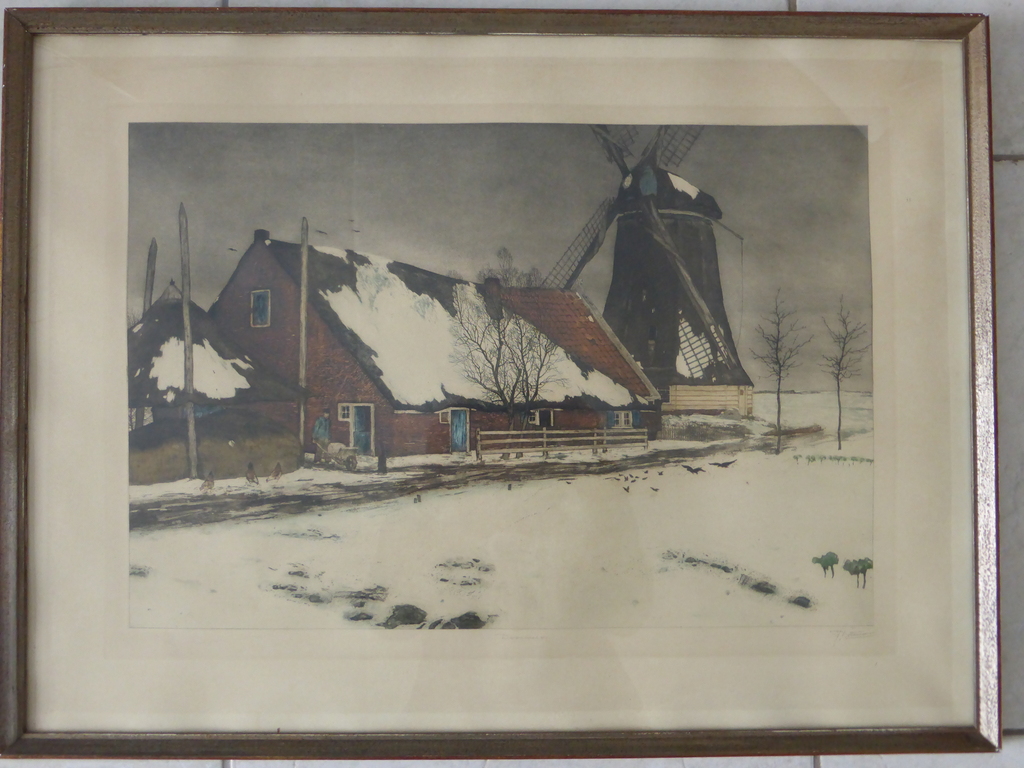 Tjeerd Bottema kleurenets / aquarel   Dooiweer       verkocht voor € 175!