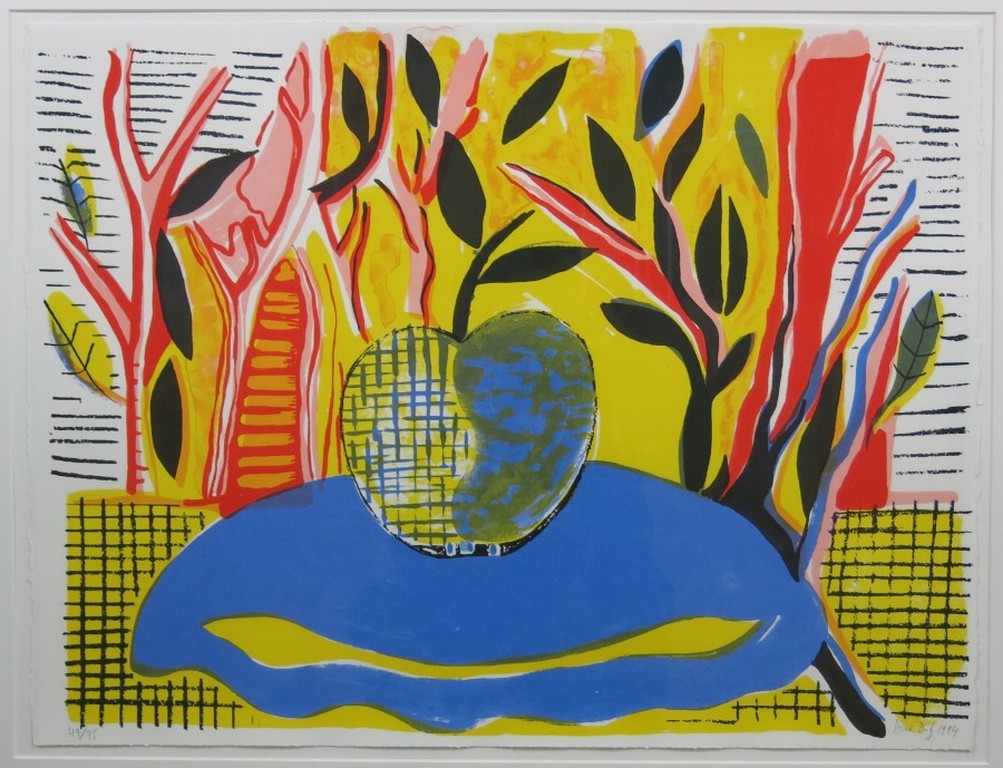 Dora Dolz: Zeefdruk, Zonder titel (geel) - Ingelijst verkocht voor € 50!