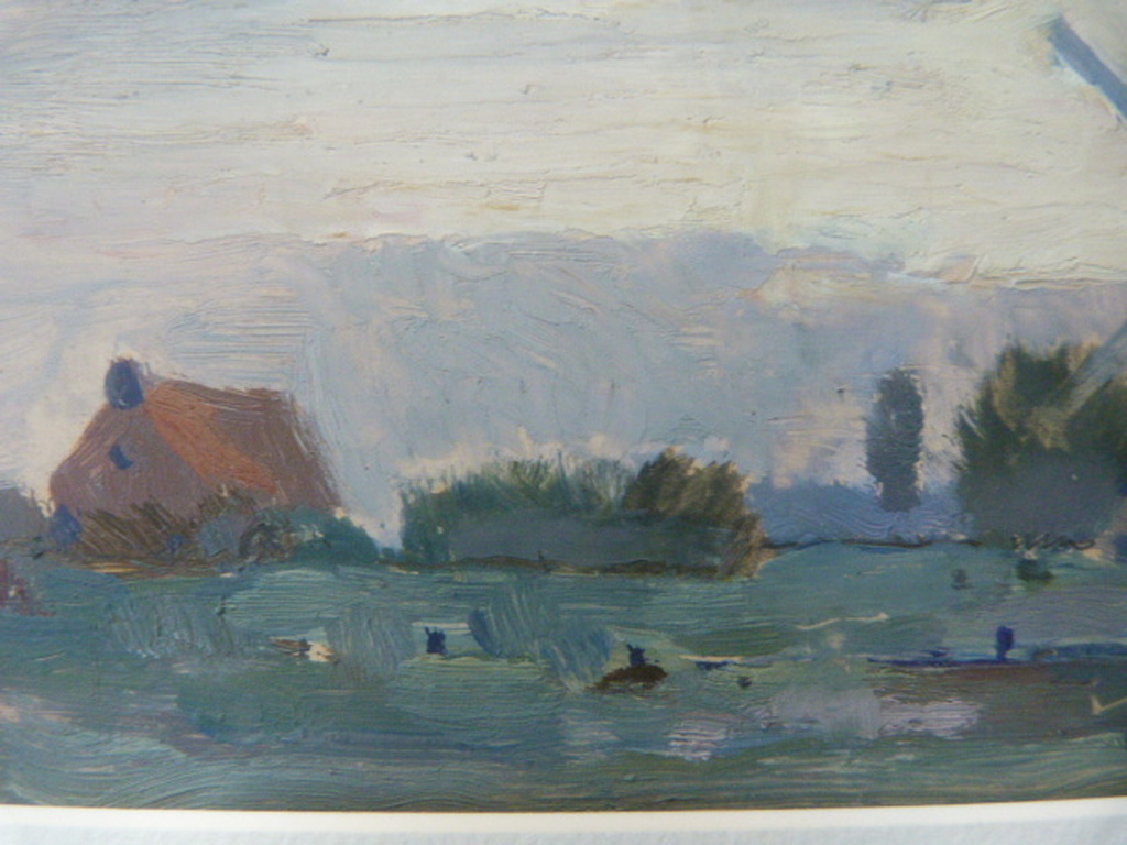 Hollands landschap - olieverf op board - gesigneerd. kopen? Bied vanaf 25!