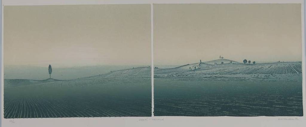 Elmar Gille: Ets en aquatint, Crete-Toscana verkocht voor € 50!