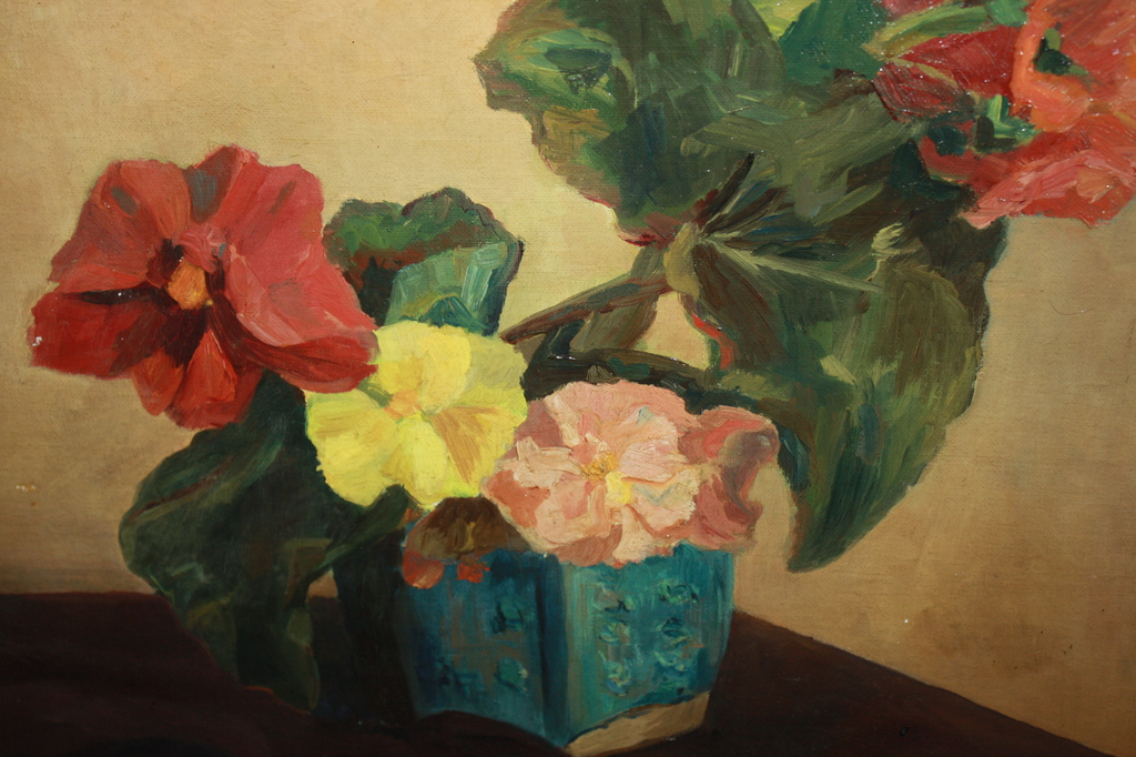 BEGONIA 'S IN MOSTERD POT onduidelijke signatuur kopen? Bied vanaf 1!