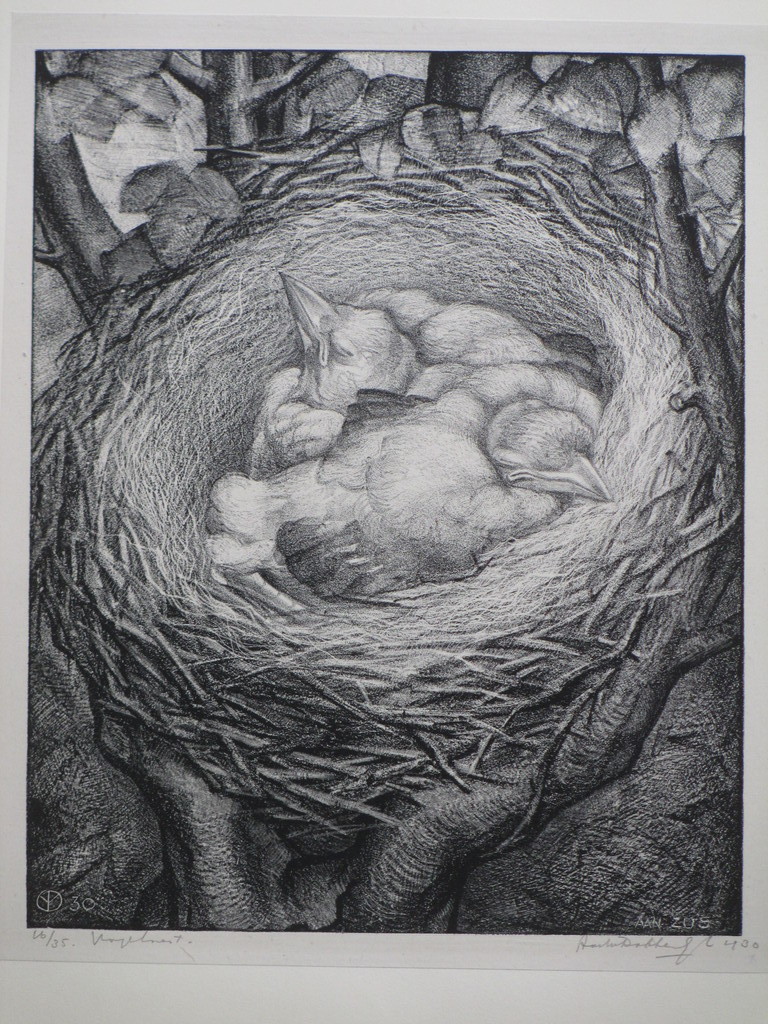 Aart van Dobbenburgh, Vogelnest, Litho 1930 verkocht voor € 110!
