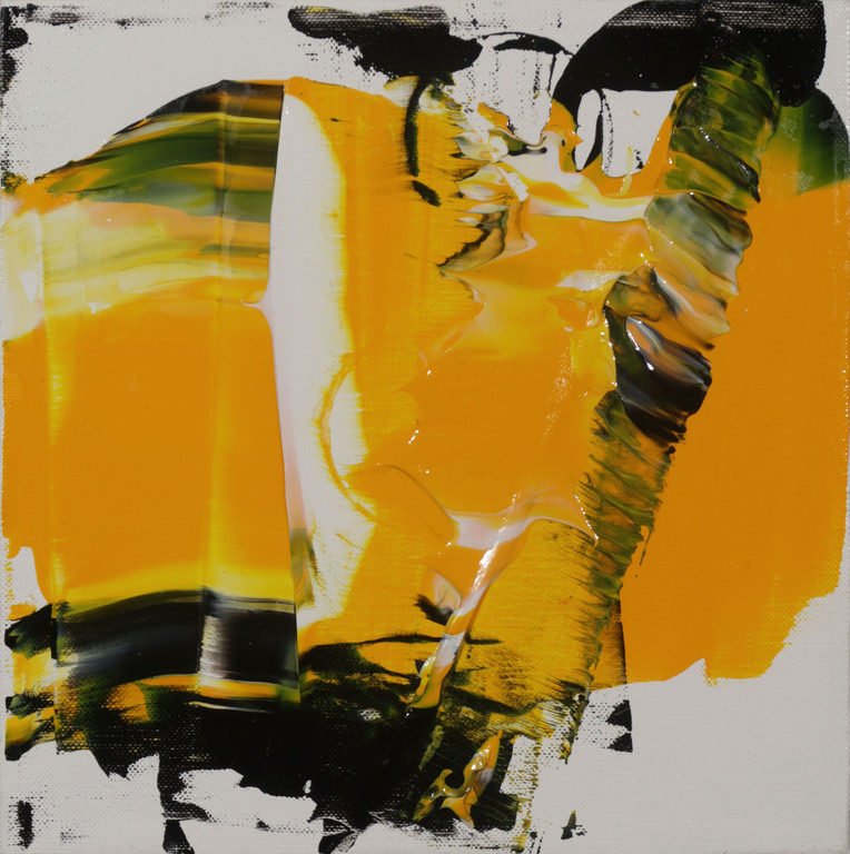 Onbekend gesigneerd: Olieverf op doek, Yellow Moods II verkocht voor € 50!