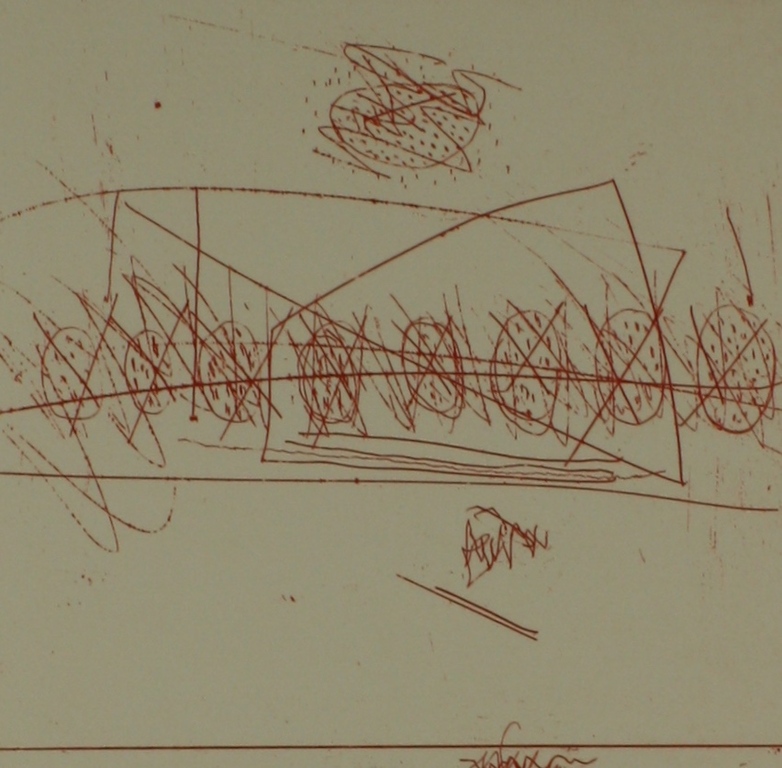 Ko Oosterkerk - Ko Oosterkerk, ets eigen druk, 'Schetsje I', 1982 verkocht voor € 42!
