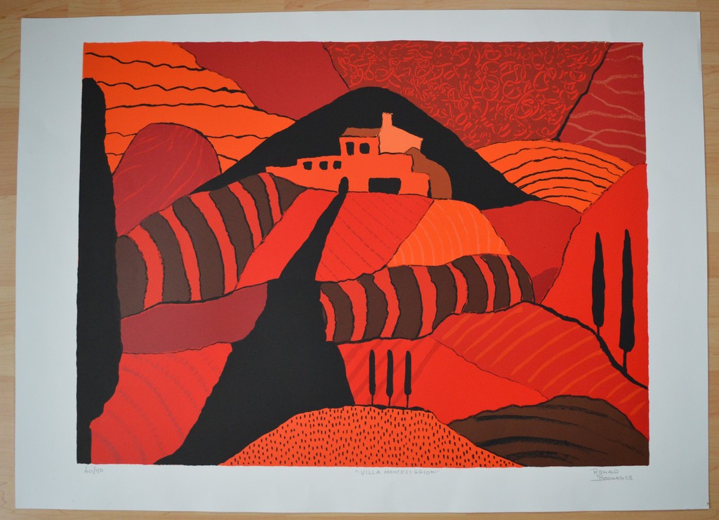 Ronald Boonacker - Ronald Boonacker - zeefdruk - "Villa Monteriggioni" (afm; ca. 100 x 70 cm!) kopen? Bied vanaf 1!