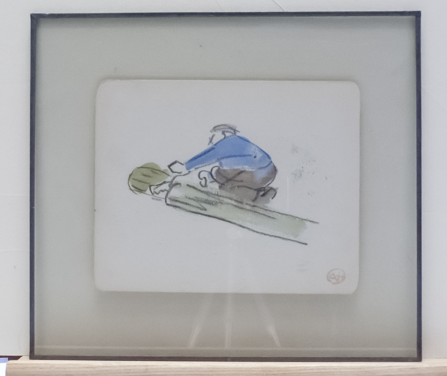 Augustin Hanicotte, conte-tekening met waterverf. Houtzagen Volendam. kopen? Bied vanaf 190!