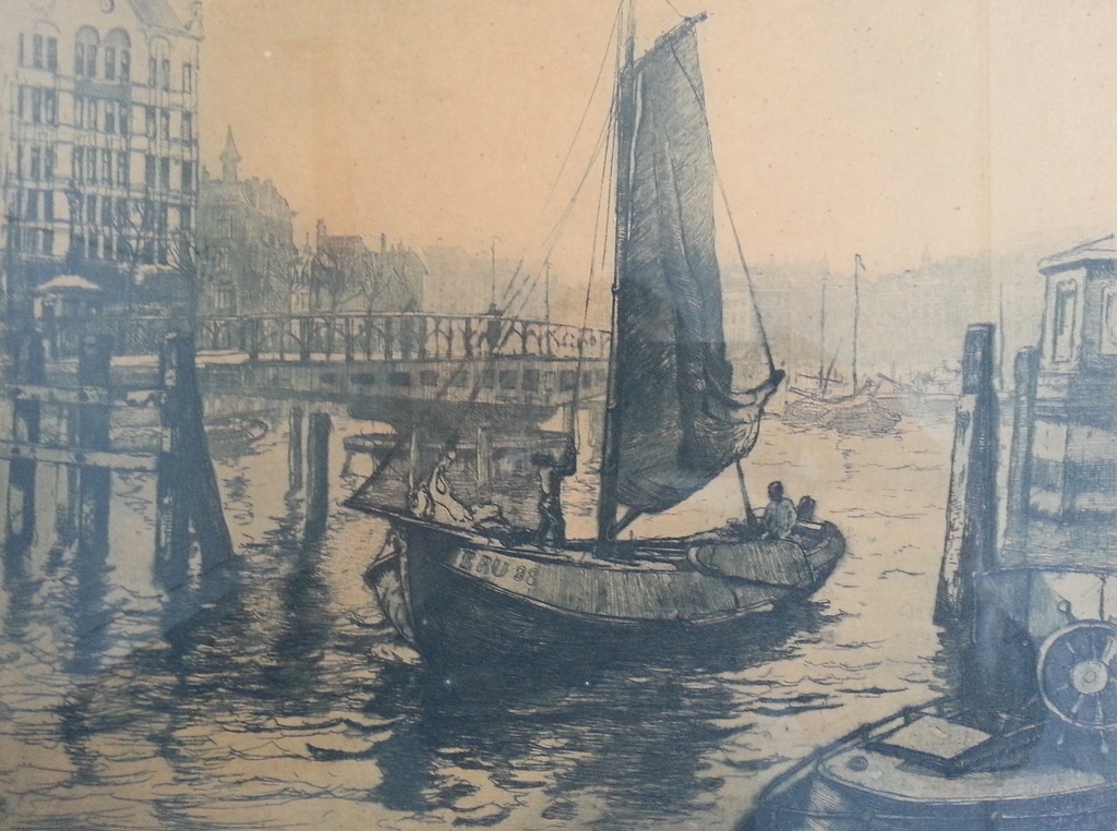 Jan Sirks(185-1938), ets Vier leeuwenbrug Rotterdam, hand gesigneerd (ingelijst) kopen? Bied vanaf 55!