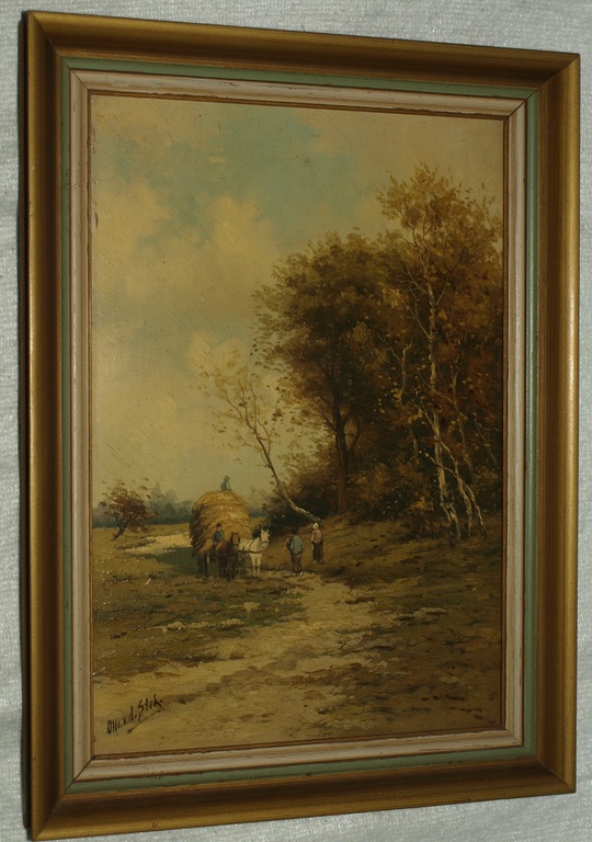 Otto van der Stok : Olieverf op paneel – “Hooiwagen” – Gesigneerd – ca 1920  kopen? Bied vanaf 50!