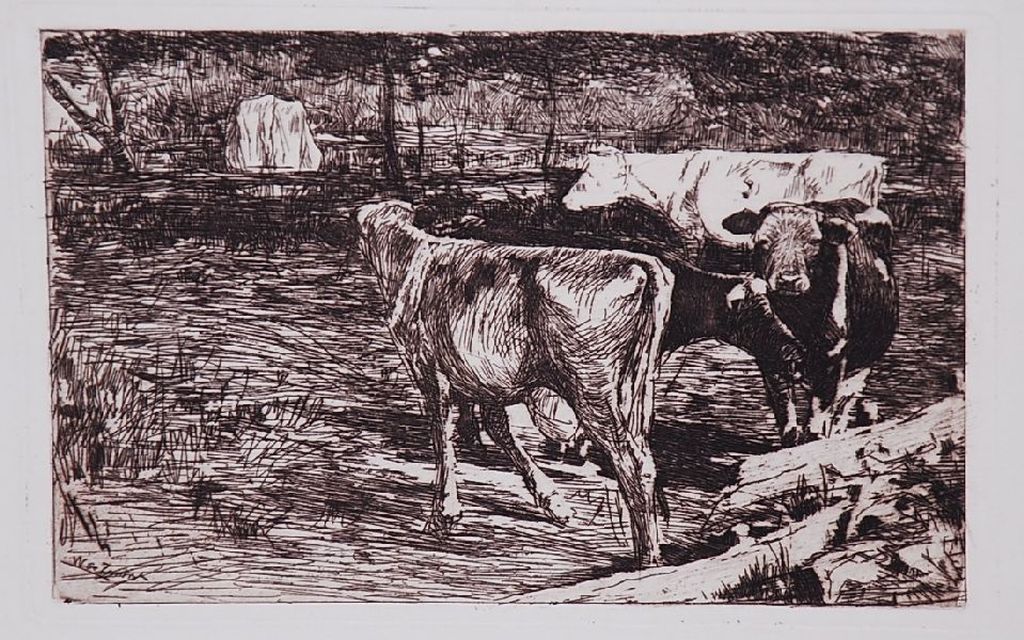 Willem de Zwart: Ets. In de Melkbocht. Uit 1888 kopen? Bied vanaf 50!