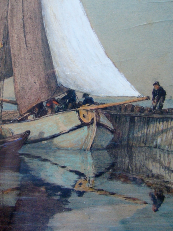 Gijsbert Brand Hooijer (1848-1934) - Botter aan de Zuiderzee - gemengde techniek kopen? Bied vanaf 95!