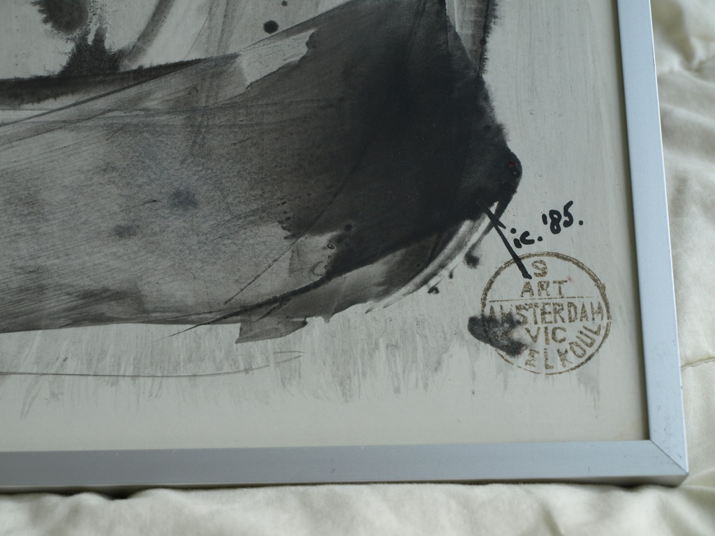 Vic Savelkoul : Inkttekening – Beeldlading E - gesigneerd & ingelijst – 1985 kopen? Bied vanaf 75!