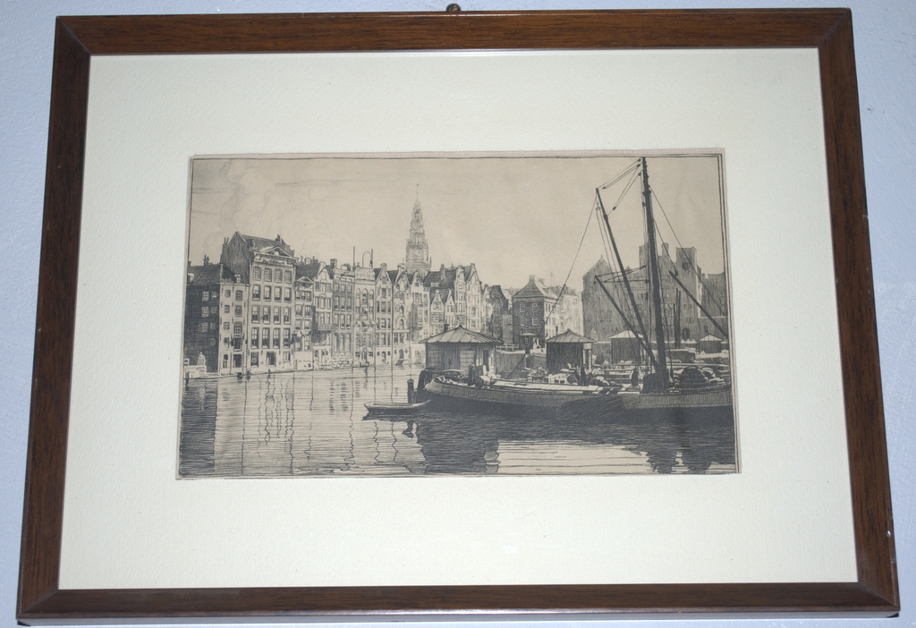 Amsterdam Damrak Beursgebouw -inkttekening -gesigneerd -ingelijst -ca.jaren20 kopen? Bied vanaf 40!