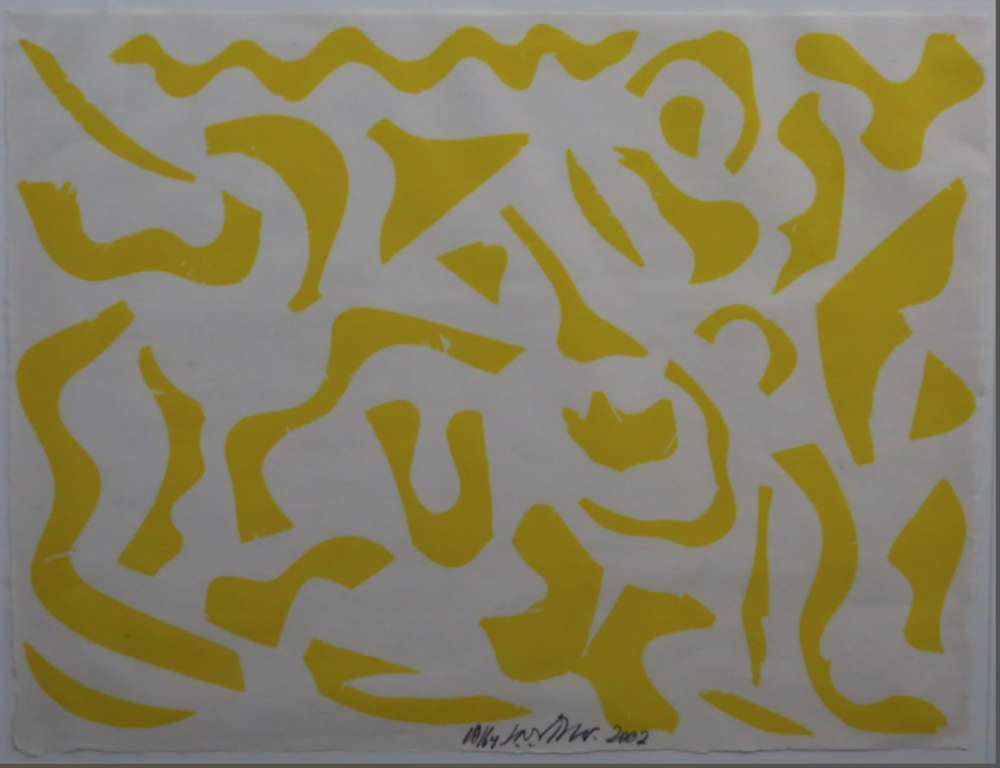 Carel Visser: Houtsnede, Zonder titel (geel) -Ingelijst kopen? Bied vanaf 100!