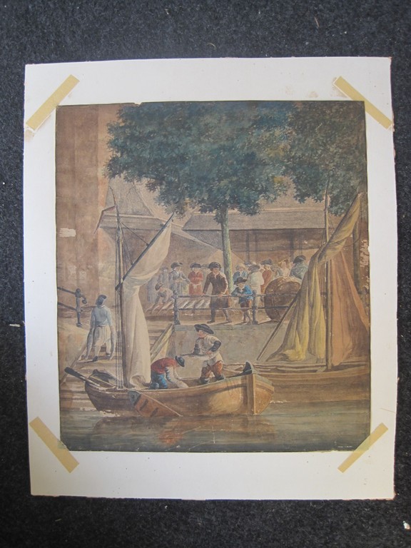 oude 18e eeuwse aquarel "Vismarkt Leiden" ongesigneerd  kopen? Bied vanaf 1!