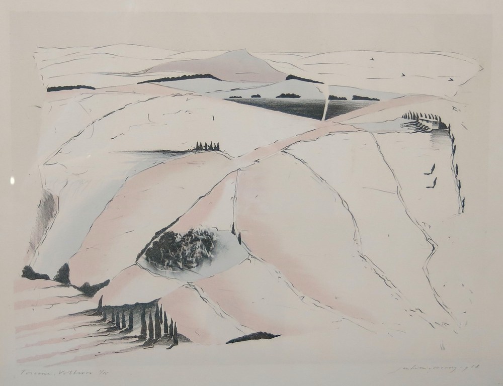 Jan Hein van Rooy: Litho, Toscane; Volterra - Ingelijst kopen? Bied vanaf 35!