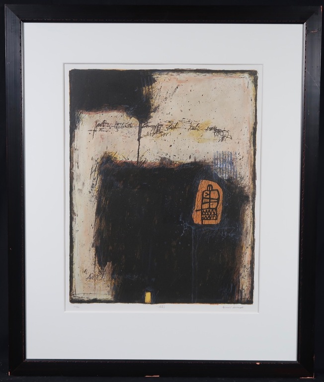 Bernard Remusat: Litho, Stele II - Ingelijst verkocht voor € 50!