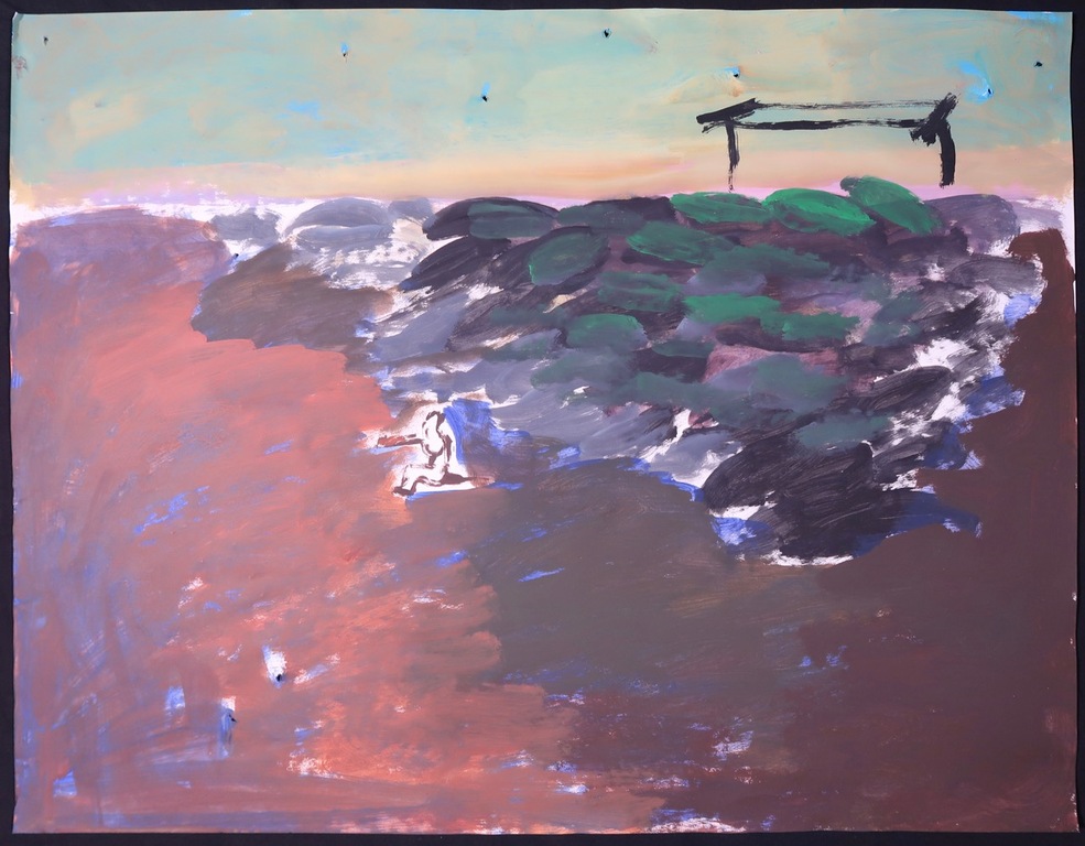 Ruven Levav: Gouache, Figuur in landschap kopen? Bied vanaf 1!