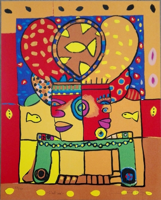 SIMON & BRUNO Gr  Zeefdruk(69x55cm)  C,EST VRAI  Handgesigneerd verkocht voor € 55!