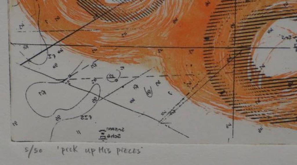 Harald Vlugt: Ets, Pick up his pieces -Ingelijst kopen? Bied vanaf 35!