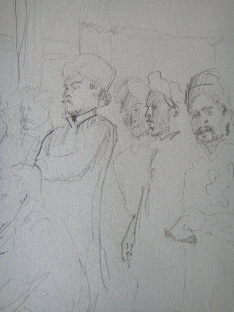 Jan Prins (1956) - tekening - luisterend gezelschap in het buitenland kopen? Bied vanaf 1!