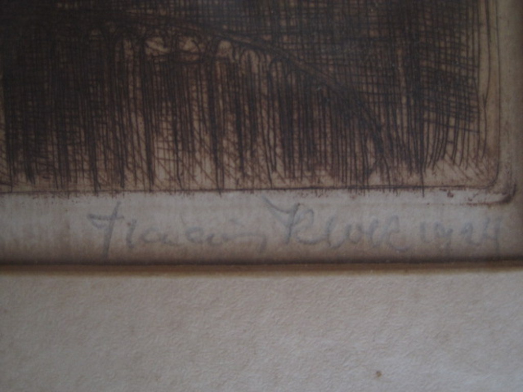 Mooie gesigneerde antieke Ets "Oude Kerk Amsterdam" van Francois J. Kloek  kopen? Bied vanaf 1!