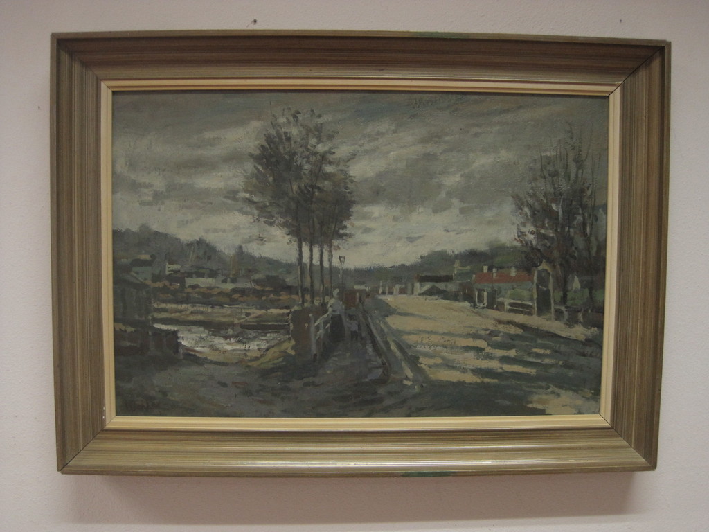 Willem Fekken 1908-1999 olieverf "moeder en kind op pad" ca. 1950 verkocht voor € 71!