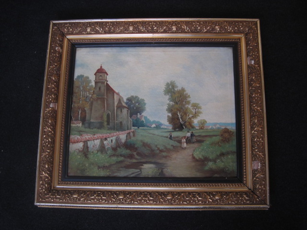 Nieuwe Zakelijkheid olieverf "landschap Limburg met personen G. Dulle 1874-1969 kopen? Bied vanaf 1!