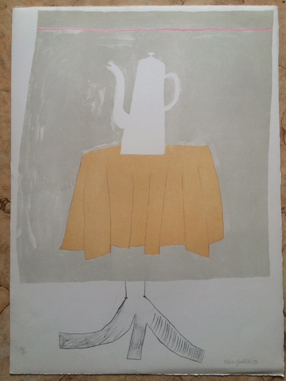 Klaas Gubbels, litho, Koffiekan op tafel kopen? Bied vanaf 475!