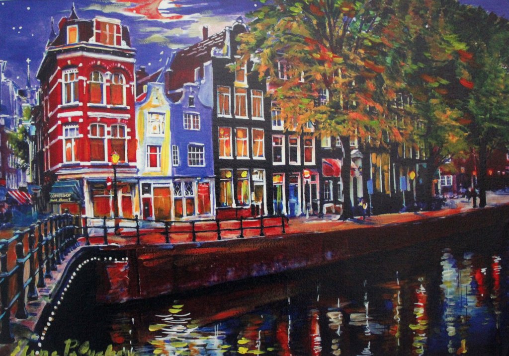 Elena Polyakova:   Nacht in Amsterdam, Gemengde techniek kopen? Bied vanaf 80!