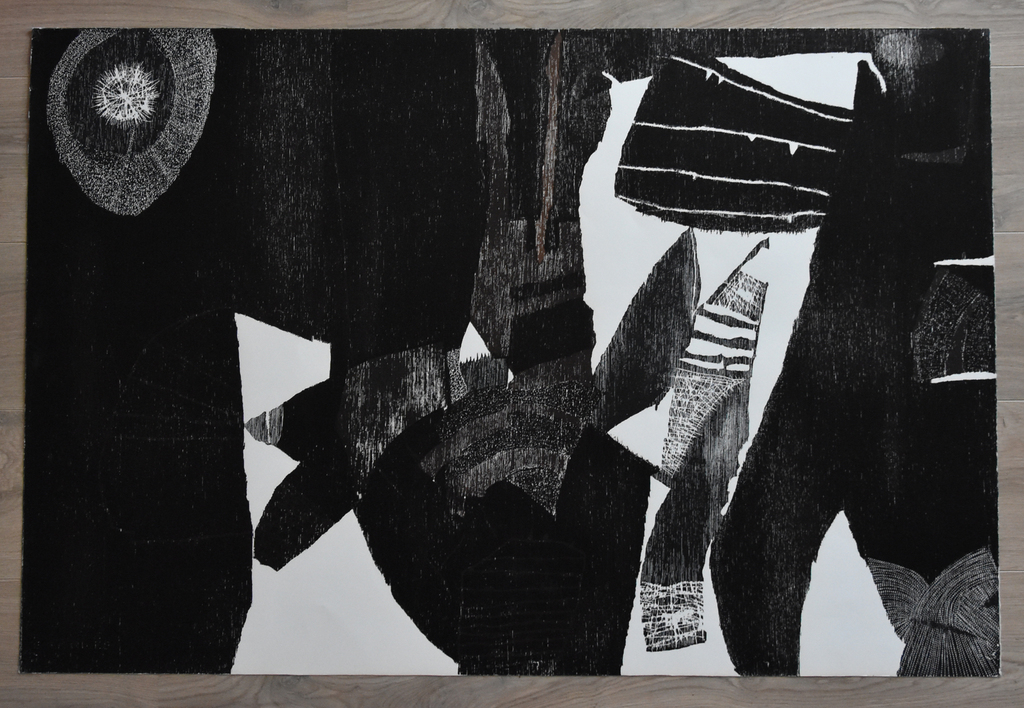 Guillaume Le Roy # COMPOSITIE # extreem groot formaat houtsnede, 1976, mint- kopen? Bied vanaf 150!