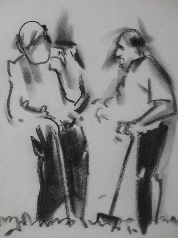 Karel van Seben, De duw, Tekening kopen? Bied vanaf 1!