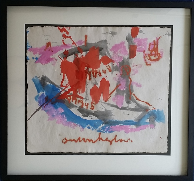 Anton Heyboer - Gouache op molenpapier verkocht voor € 450!