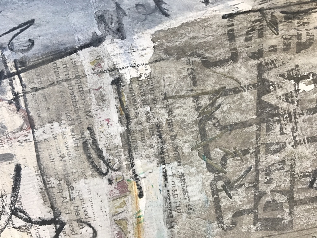 Leo de Jong gemengde technieken op papier/ kranten, gesigneerd. 1982 kopen? Bied vanaf 1!