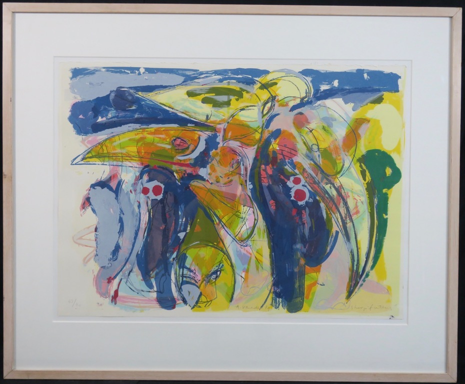 Anton Vrede: Litho, Sharp feathers - Ingelijst verkocht voor € 45!