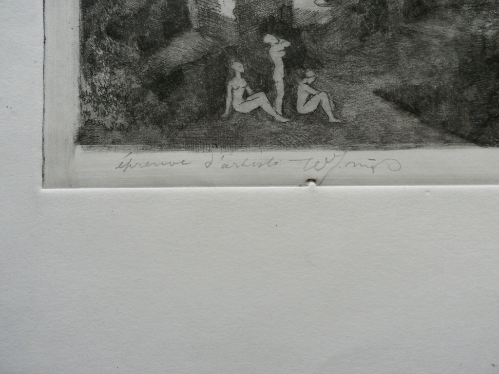 Willem Nijs - ets: stad aan rivier kopen? Bied vanaf 60!